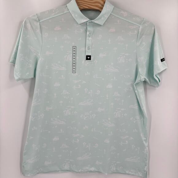 Bad Birdie Mens 2XL "The Southwest Loop" Mint Green Short Sleeve Polo Shirt NWT - Picture 5 of 6